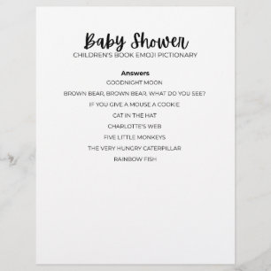 Answer Sheet Baby Shower Emoji Game Answer Sheet