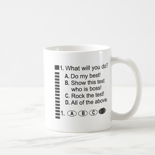 Answer Sheet Rock The Exam School Testing Encourag Coffee Mug (Right)