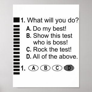 Answer Sheet Rock The Exam School Testing Encourag Poster