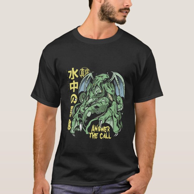 Answer the Call Cthulhu with Japanese T-Shirt (Front)