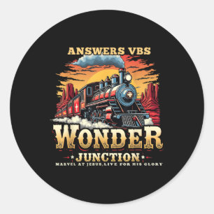 Answers Vbs Wonder Junction Christian Train Theme  Classic Round Sticker