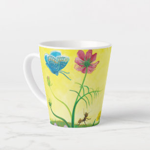 Ant and butterfly on meadow Small latte mug