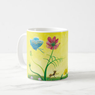 Ant and butterfly on wildflower meadow coffee mug