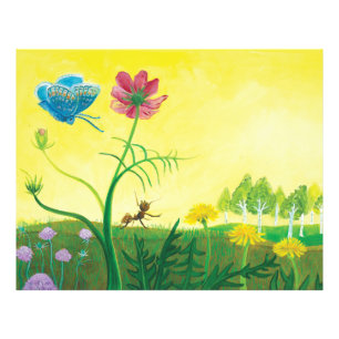 Ant and butterfly on wildflower meadow  photo print