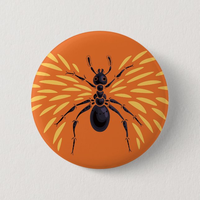 Ant Art Insect Lover Fiery Orange Entomology 2 Inch Round Button (Front)