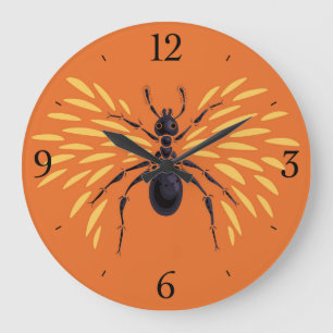 Ant Art Insect Lover Fiery Orange Entomology Large Clock
