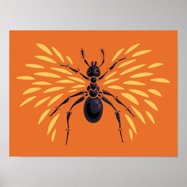 Ant Art Insect Lover Fiery Orange Entomology Poster (Front)