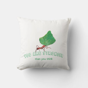 Ant carrying a big leaf   throw pillow