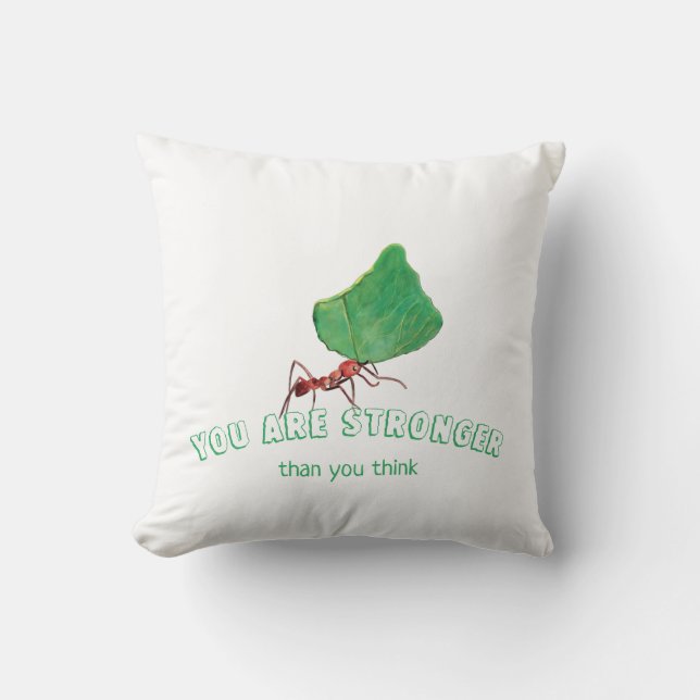 Ant carrying a big leaf   throw pillow (Front)