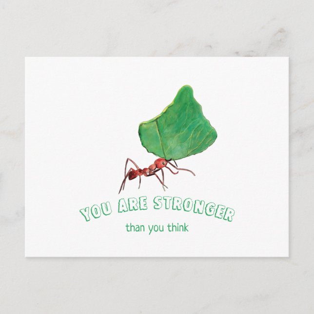 Ant carrying big leaf  - You are Strong  Postcard (Front)
