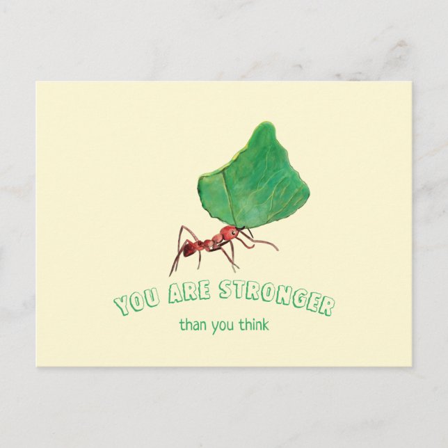Ant carrying big leaf  - You are Strong  Postcard (Front)