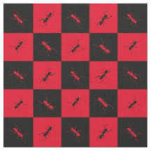 Ant checkerboard red and black squares
