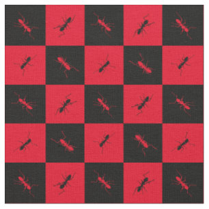 Ant checkerboard red and black squares fabric