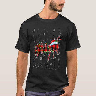 Ant  Christmas Santa Hat Cute Animals Xmas Lights T-Shirt