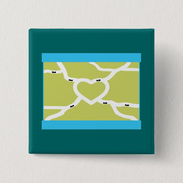 Ant Farm Love 2 Inch Square Button (Front)