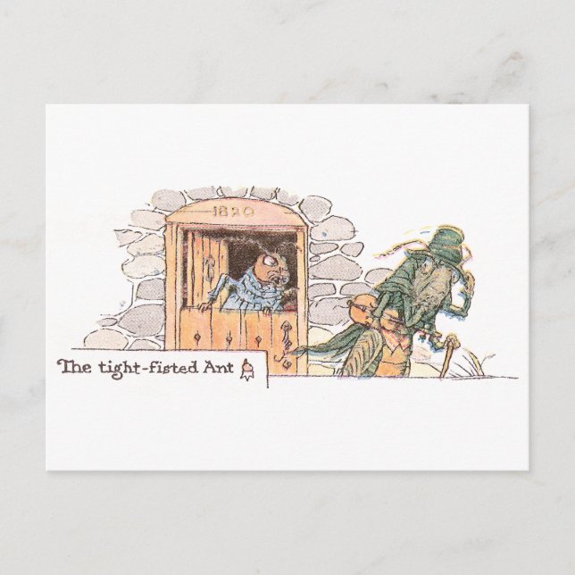 Ant Sending Grasshopper on His Way Postcard (Front)