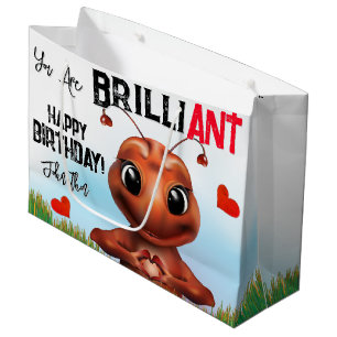 Ant Sign Language Happy Birthday Large Gift Bag
