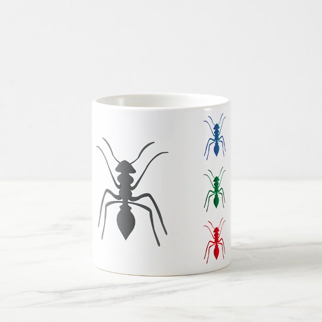 Ant Silhouettes Insects Black Blue Green and Red  Coffee Mug (Creator Uploaded)