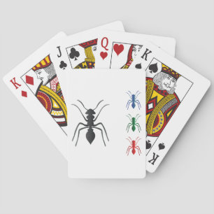 Ant Silhouettes Insects Black Blue Green and Red Playing Cards