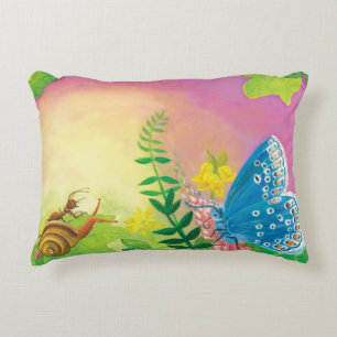 Ant, snail and Chapman's blue butterfly   Accent Pillow