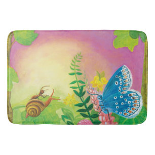 Ant, snail and Chapman's blue butterfly  Bath Mat