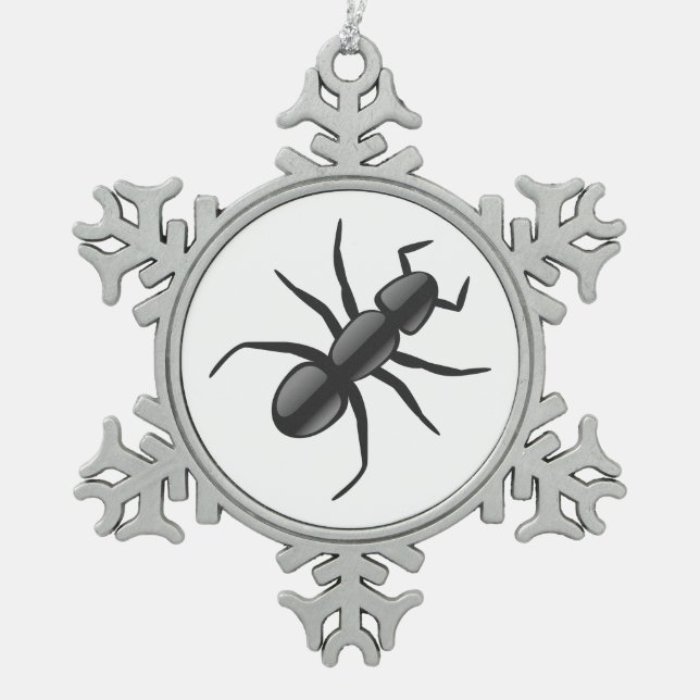 Ant Snowflake Pewter Christmas Ornament (Front)