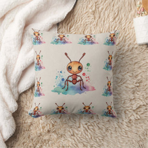 Ant Watercolor Pattern  Throw Pillow