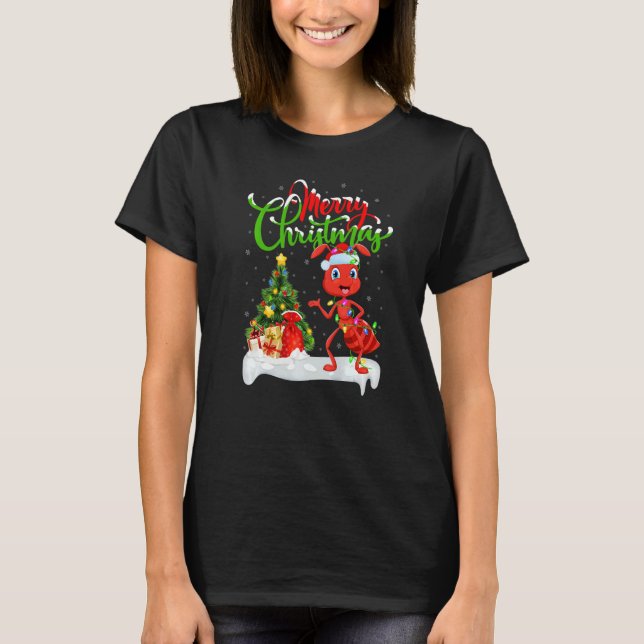 Ant  Xmas Decorations Santa Ant Christmas T-Shirt (Front)