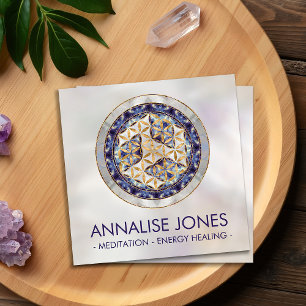 Antahkarana in Flower of Life - Pearl and Amethyst Square Business Card