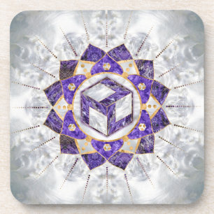 Antahkarana in Lotus Mandala- Amethyst and Pearl Coaster