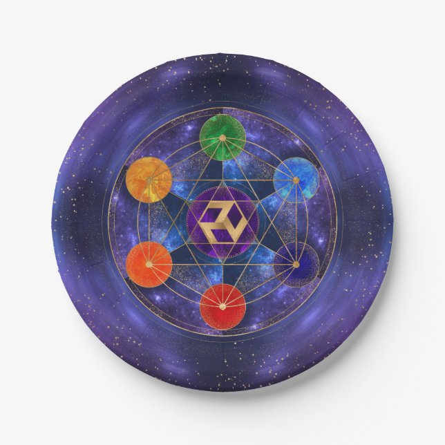 Antahkarana in Sacred Geometry Ornament - Nebula Paper Plate (Front)