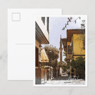 Antalya Turkey Beautiful Colour Pencil City Postcard