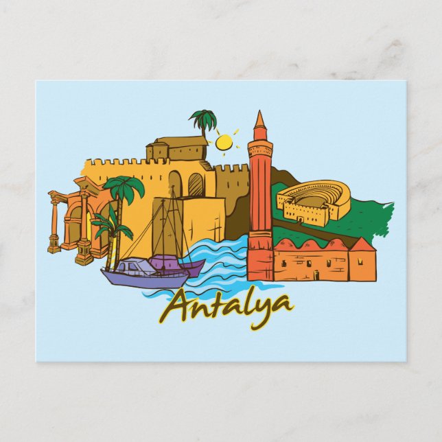 Antalya Turkey Famous City Postcard (Front)