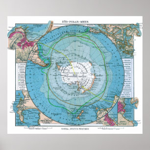 " Antarctic:  1906 - South Polar Sea map (German) Poster
