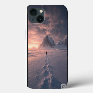 Antarctic Glow: Lone Penguin Sunset Journey Editio iPhone 13 Case