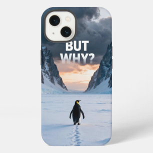 Antarctic Solitude: Penguin "But Why?" Quest Art iPhone 13 Case
