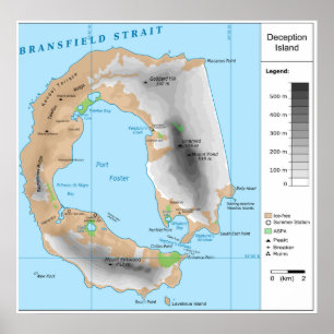 Antarctic South Shetland Map of Deception Island Poster