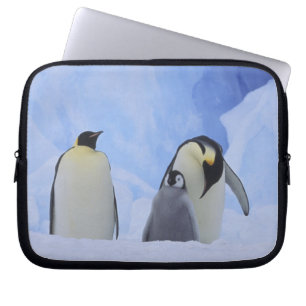 Antarctica. Emperor penguins and chick Laptop Sleeve