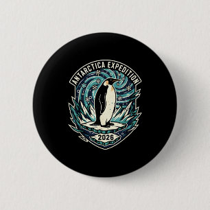 Antarctica Expedition 2026 Retro Souvenir Penguin 2 Inch Round Button