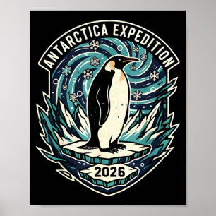 Antarctica Expedition 2026 Retro Souvenir Penguin Poster