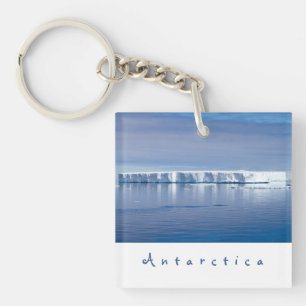 Antarctica iceberg landscape photo with white text keychain