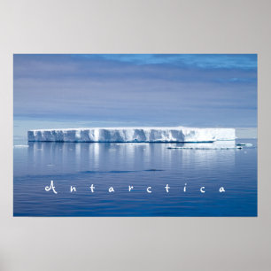 Antarctica iceberg landscape photo with white text poster