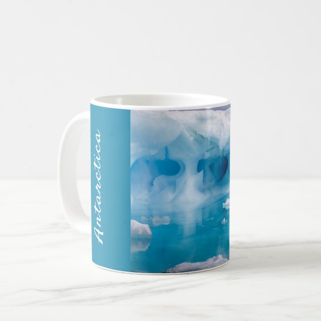 Antarctica iceberg photo with text coffee mug (Front Left)