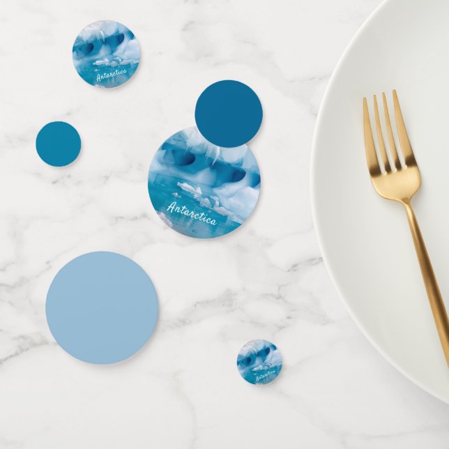 Antarctica iceberg photo with text confetti (Group)