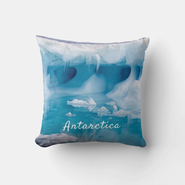 Antarctica iceberg photo with text throw pillow (Front)