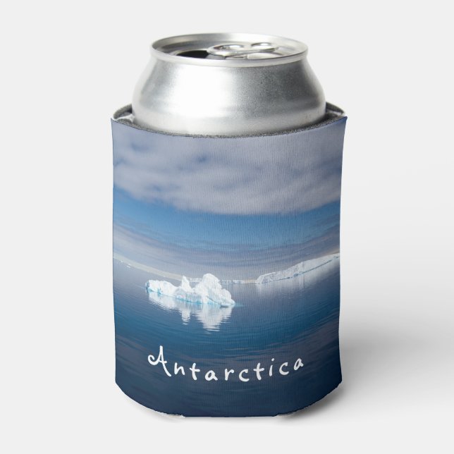 Antarctica landscape floating ice photo with text can cooler (Can Front)