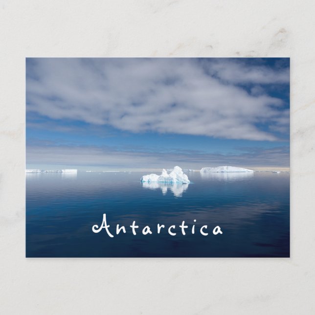 Antarctica landscape floating ice photo with text postcard (Front)