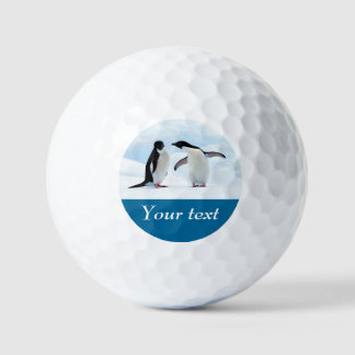 Antarctica Penguin on ice personalized text Golf Balls