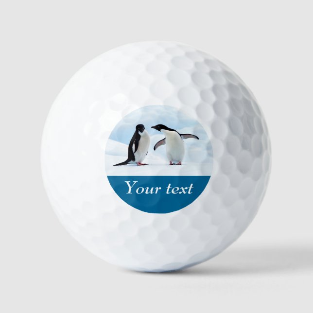 Antarctica Penguin on ice personalized text Golf Balls (Front)