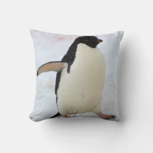 Antarctica. Petermann Island. Adelie penguin Throw Pillow